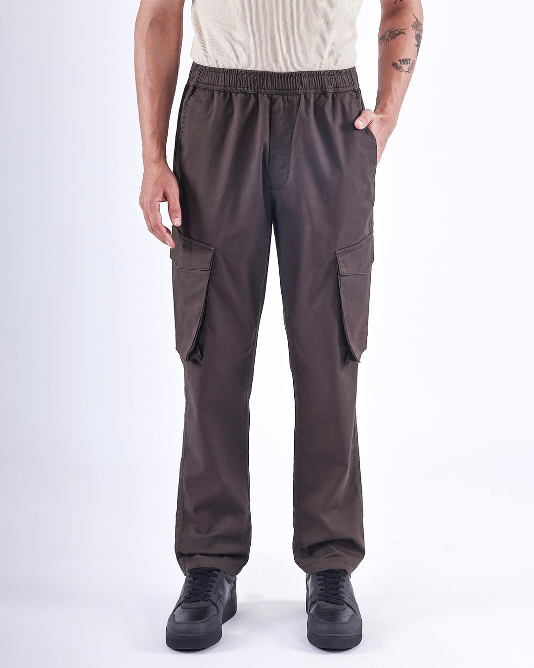 Feather Light Tailored Cargos In Brown