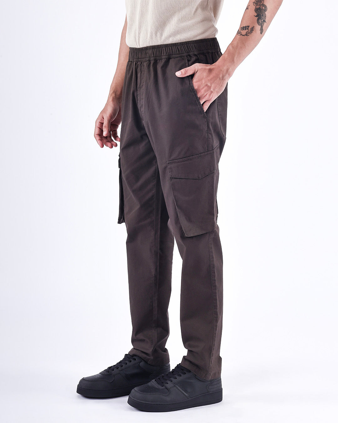 Feather Light Tailored Cargos In Brown