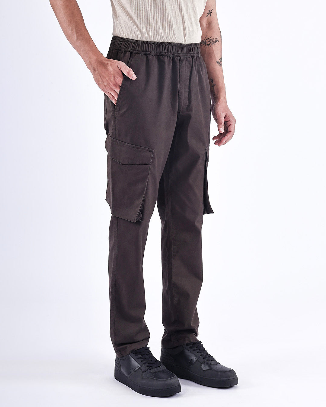 Feather Light Tailored Cargos In Brown