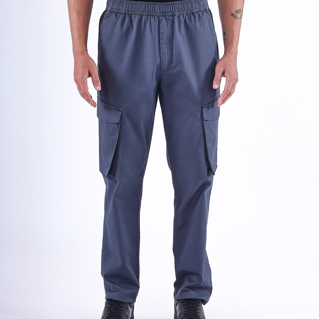 Feather Light Tailored Cargos In BluGrey