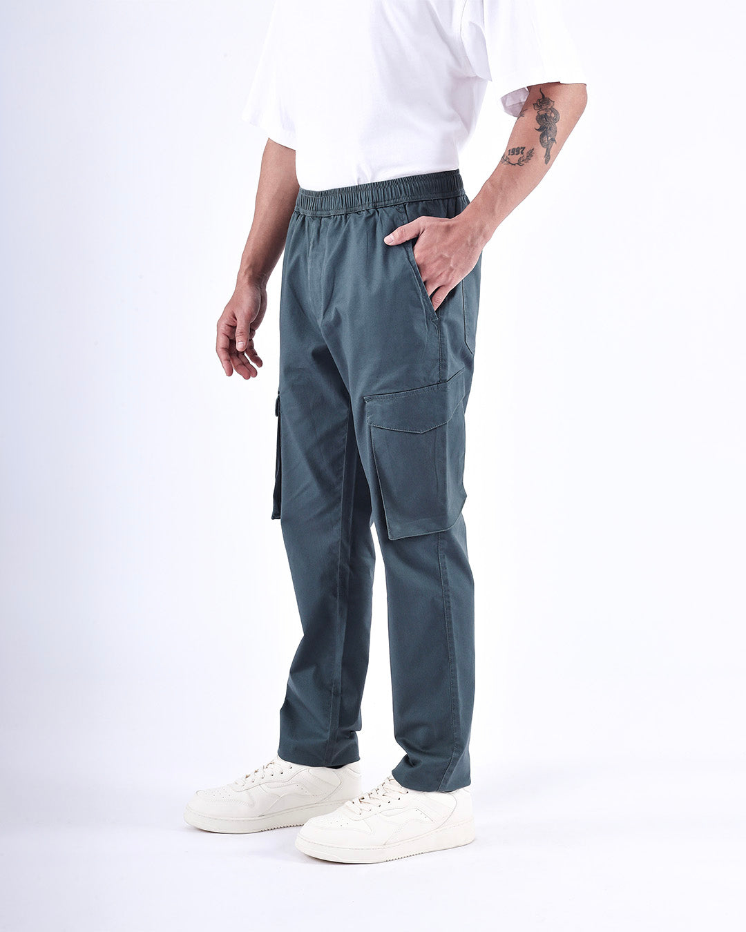 Feather Light Tailored Cargos In Green