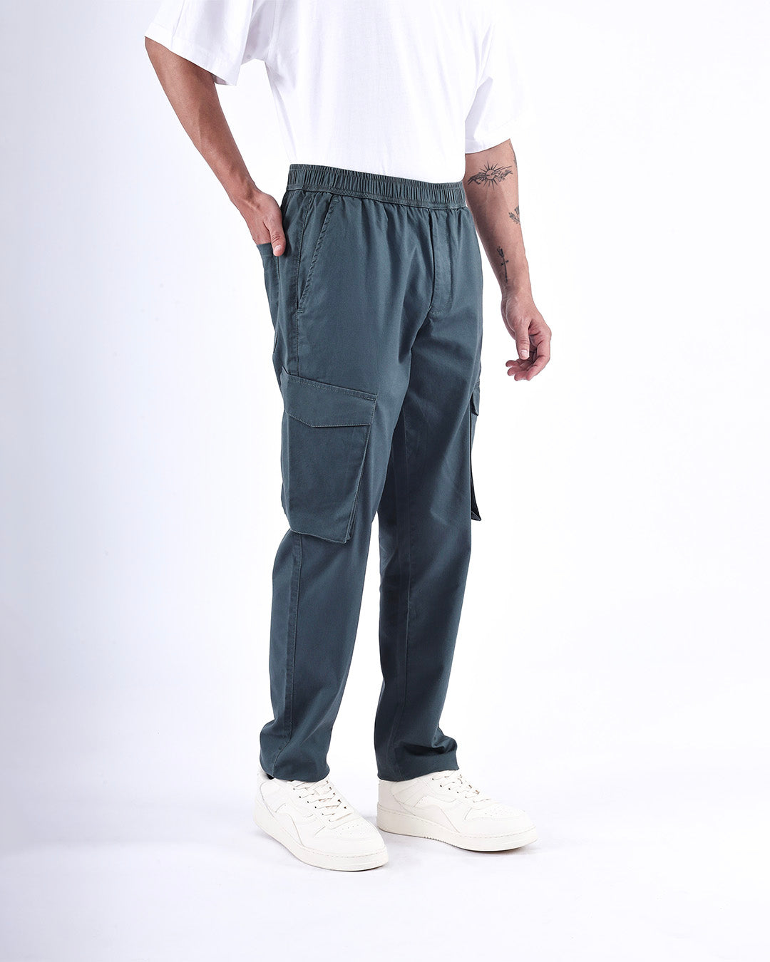 Feather Light Tailored Cargos In Green