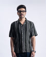 Striped Cuban Collar Shirt In Green