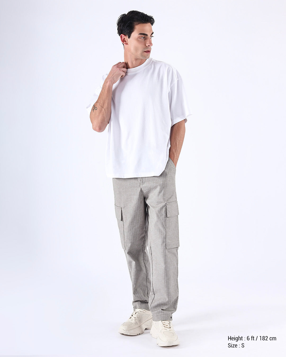 Air Striped Relaxed Cargo Pants In Grey