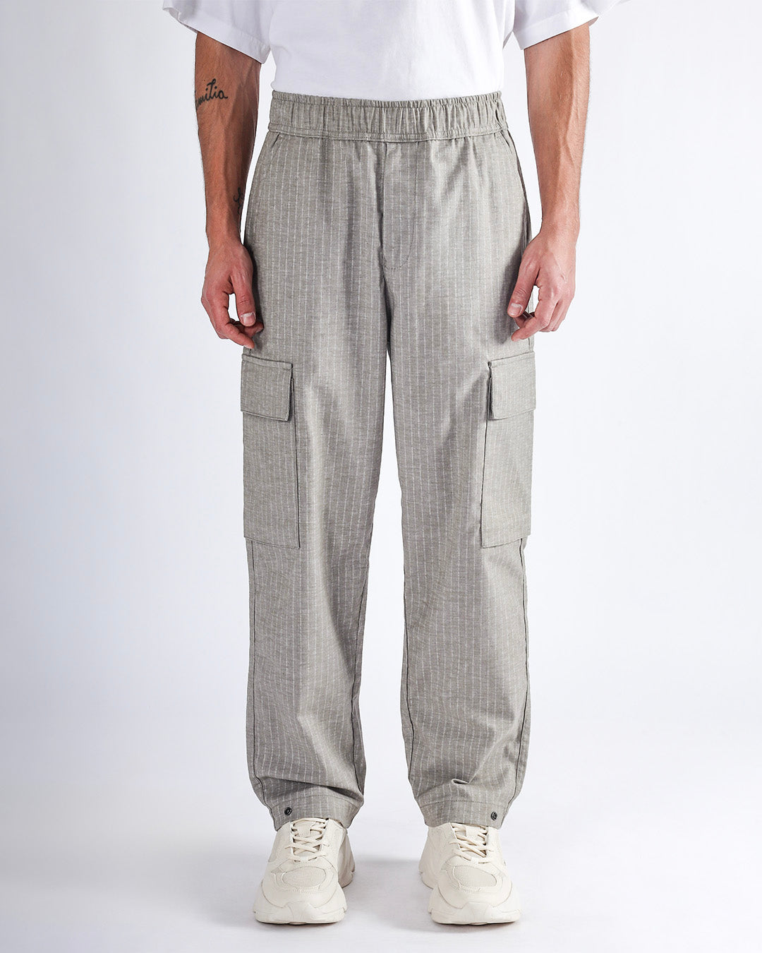 Air Striped Relaxed Cargo Pants In Grey