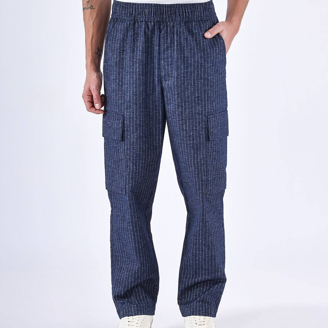 Air Striped Relaxed Cargo Pants In Blue
