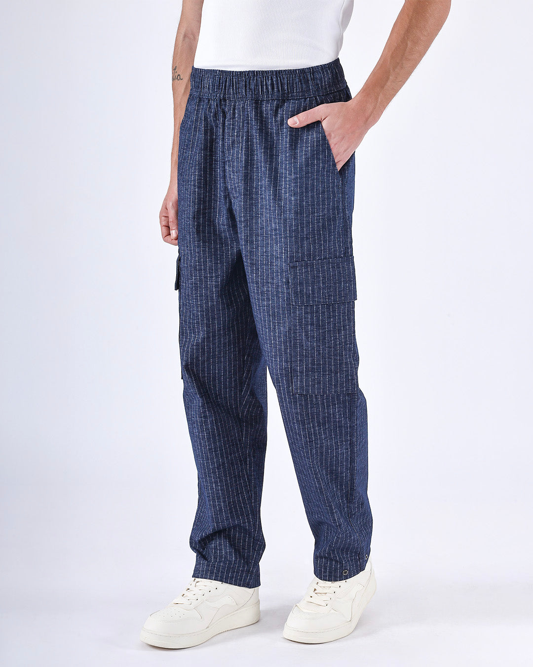 Air Striped Relaxed Cargo Pants In Blue