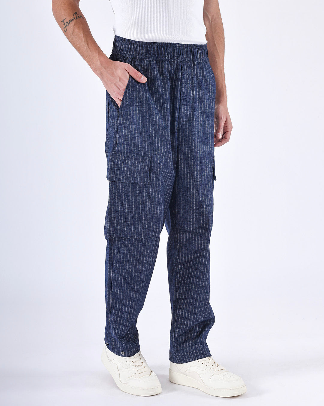 Air Striped Relaxed Cargo Pants In Blue