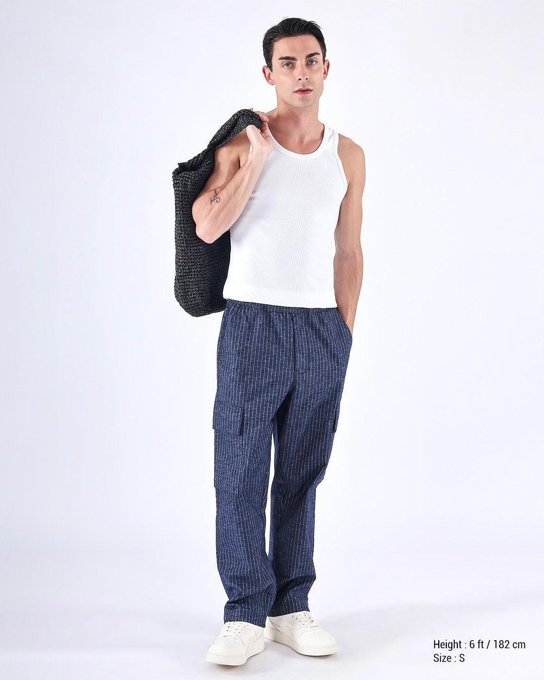 Air Striped Relaxed Cargo Pants In Blue