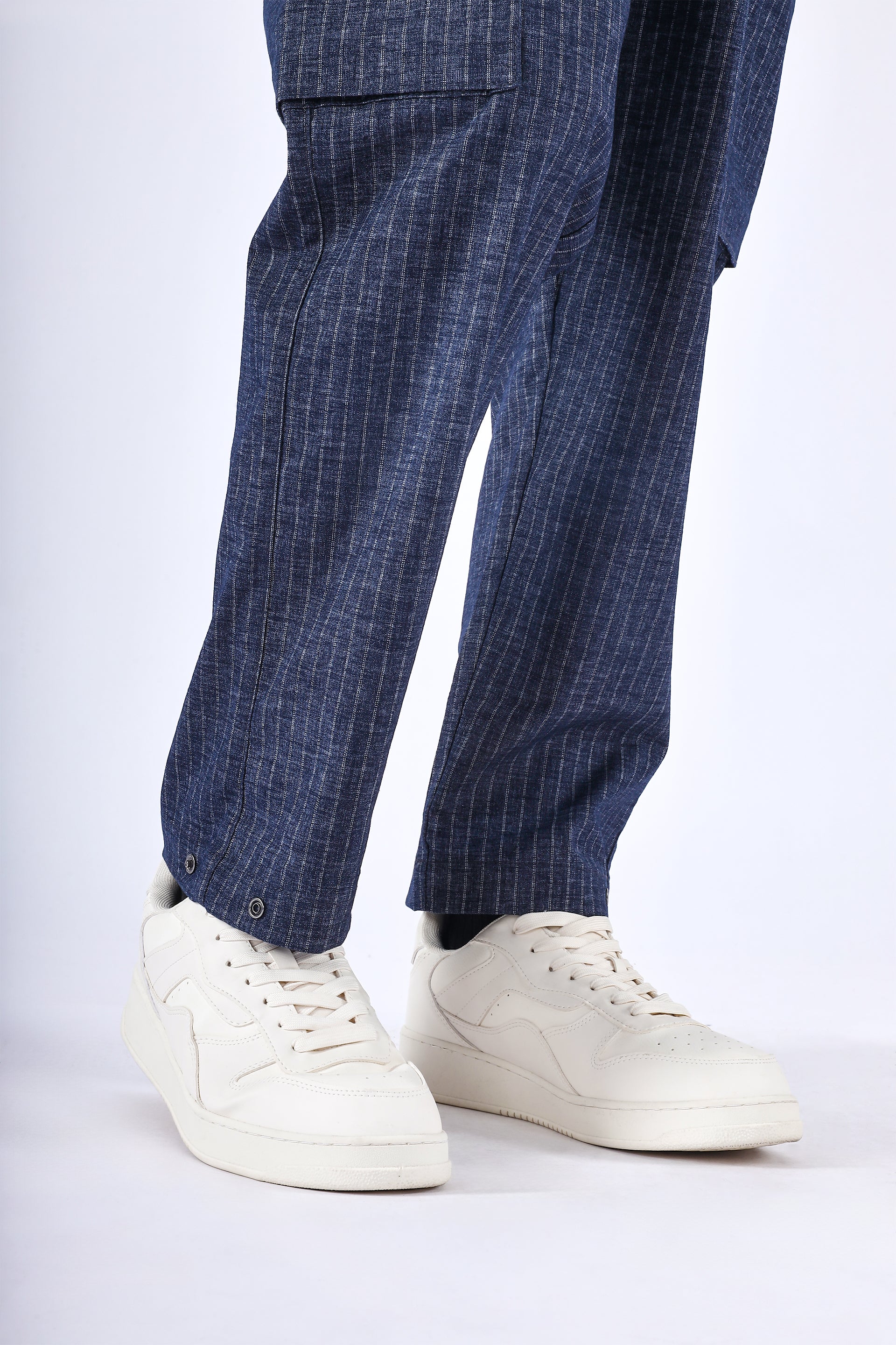 AIR STRIPED RELAXED CARGO PANTS IN BLUE