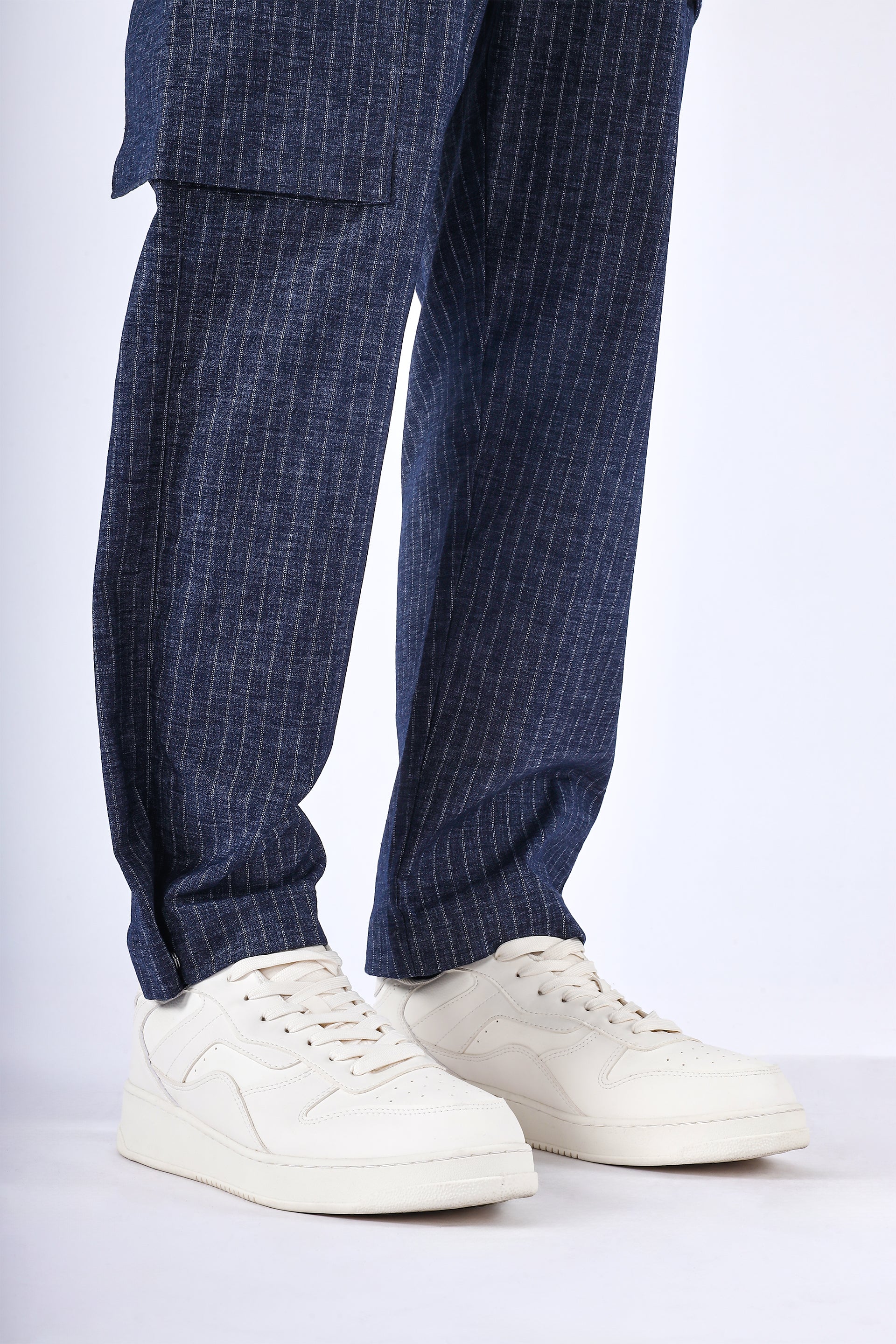 AIR STRIPED RELAXED CARGO PANTS IN BLUE