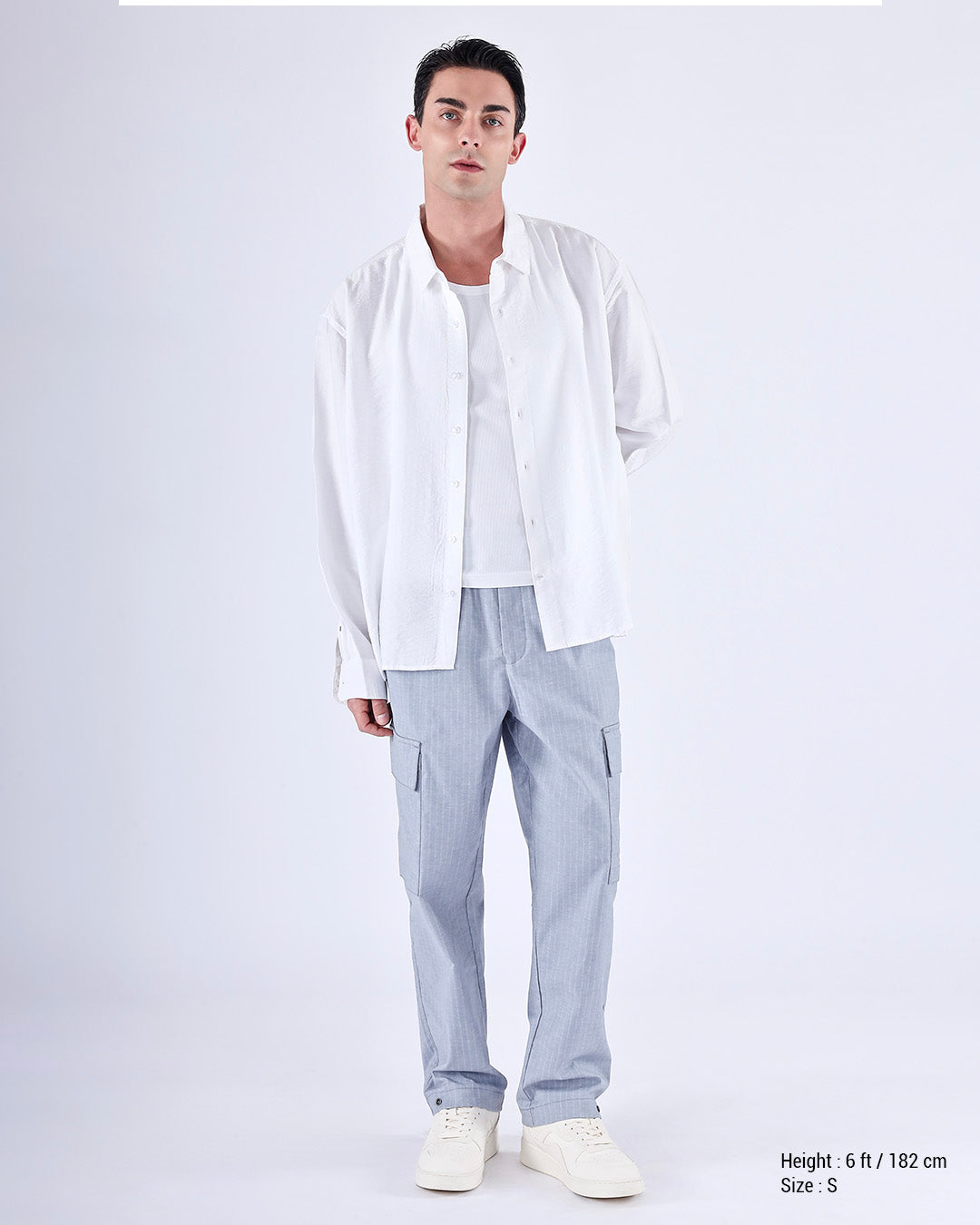 Air Striped Relaxed Cargo Pants In Light Blue