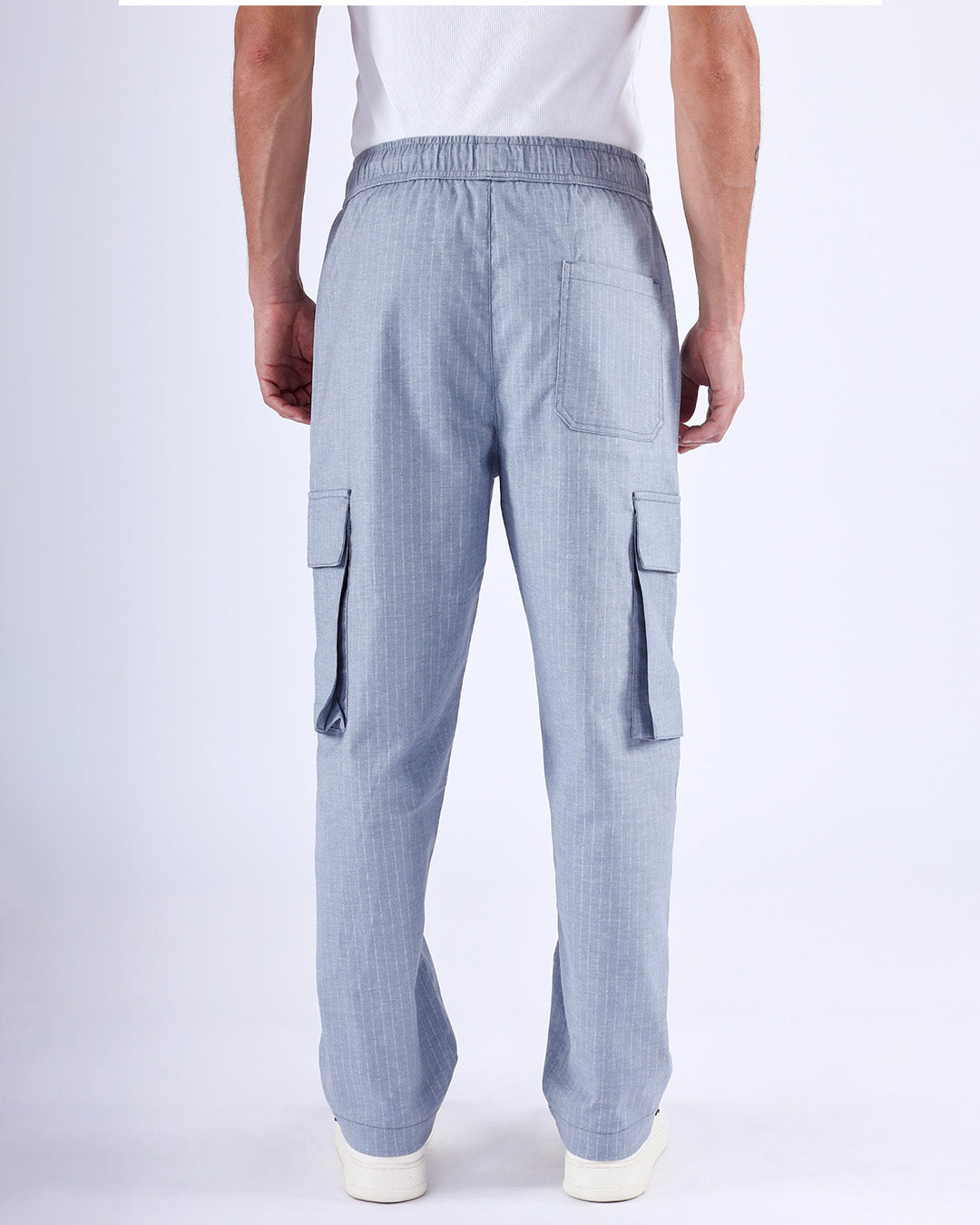 Air Striped Relaxed Cargo Pants In Light Blue