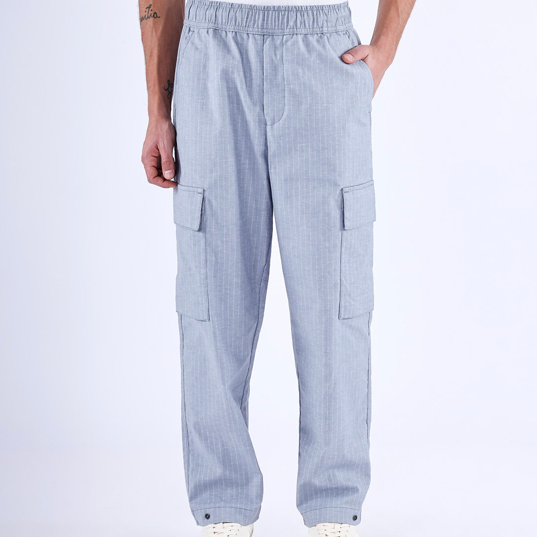 Air Striped Relaxed Cargo Pants In Light Blue