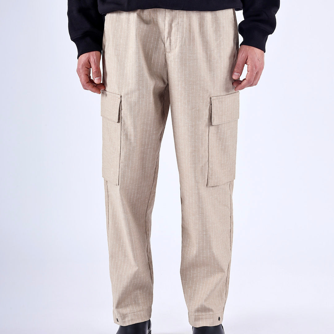 Air Striped Relaxed Cargo Pants In Beige