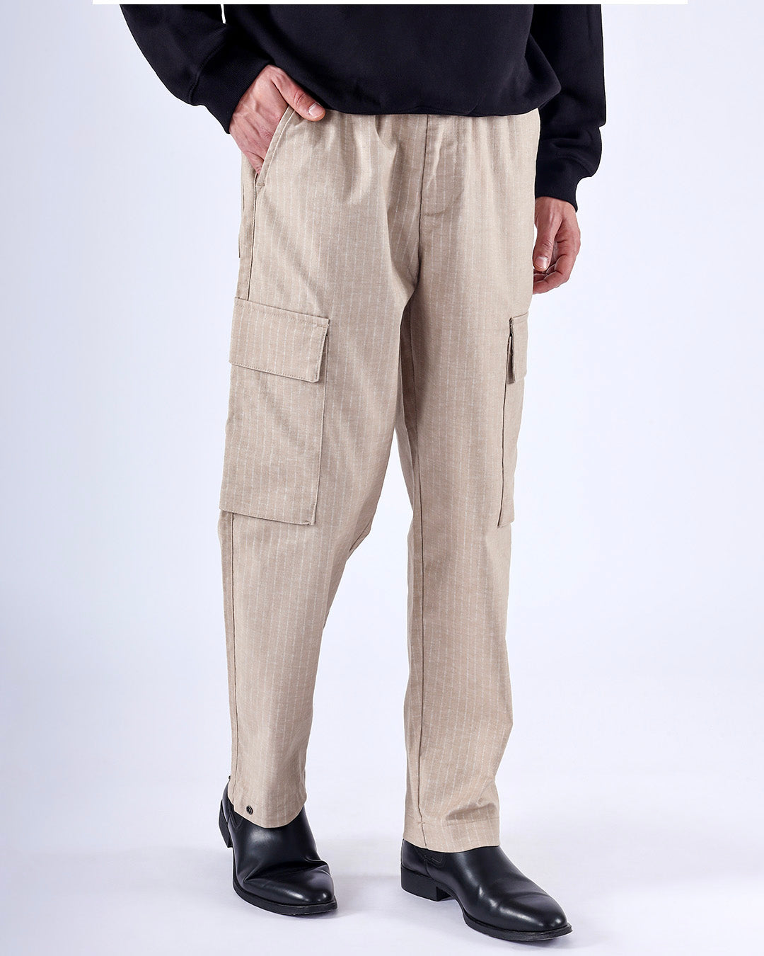 Air Striped Relaxed Cargo Pants In Beige