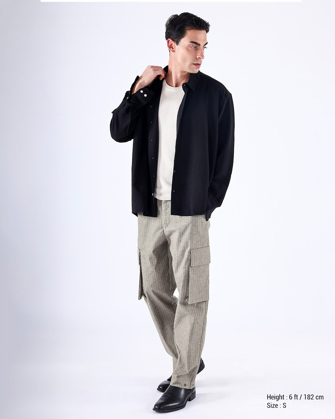 Air Striped Relaxed Cargo Pants In Green