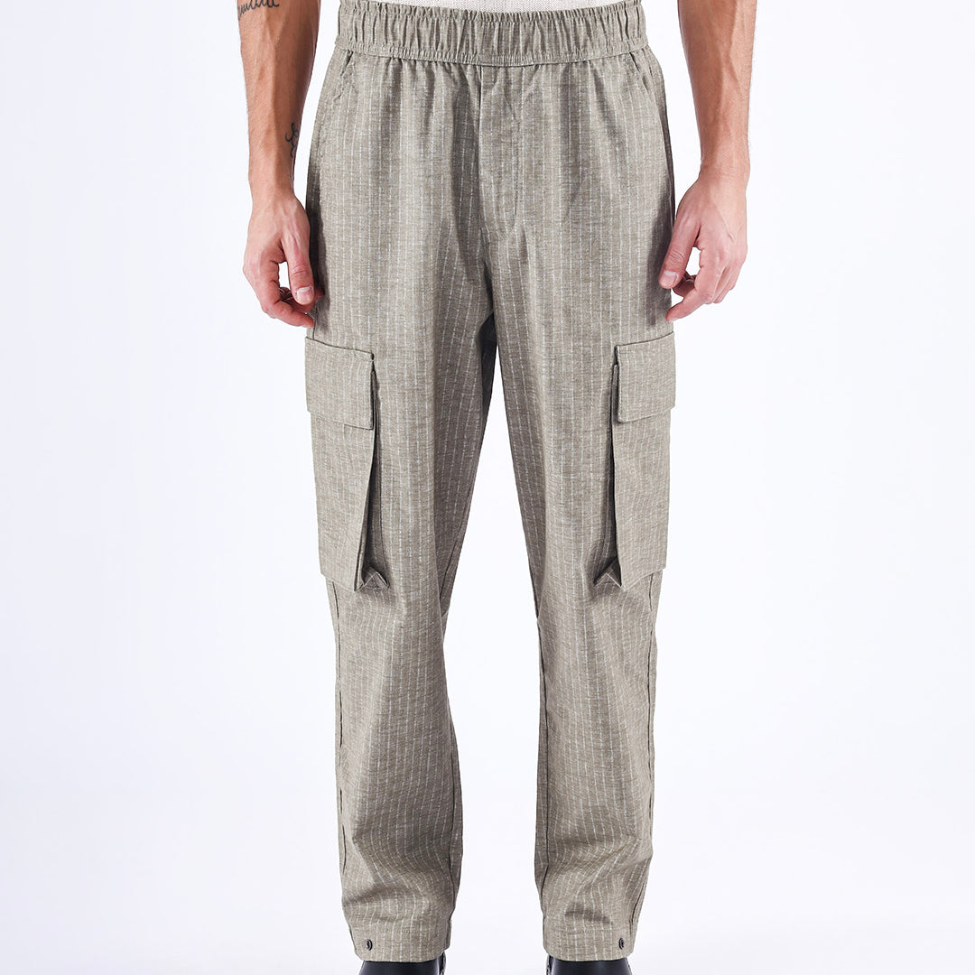 Air Striped Relaxed Cargo Pants In Green