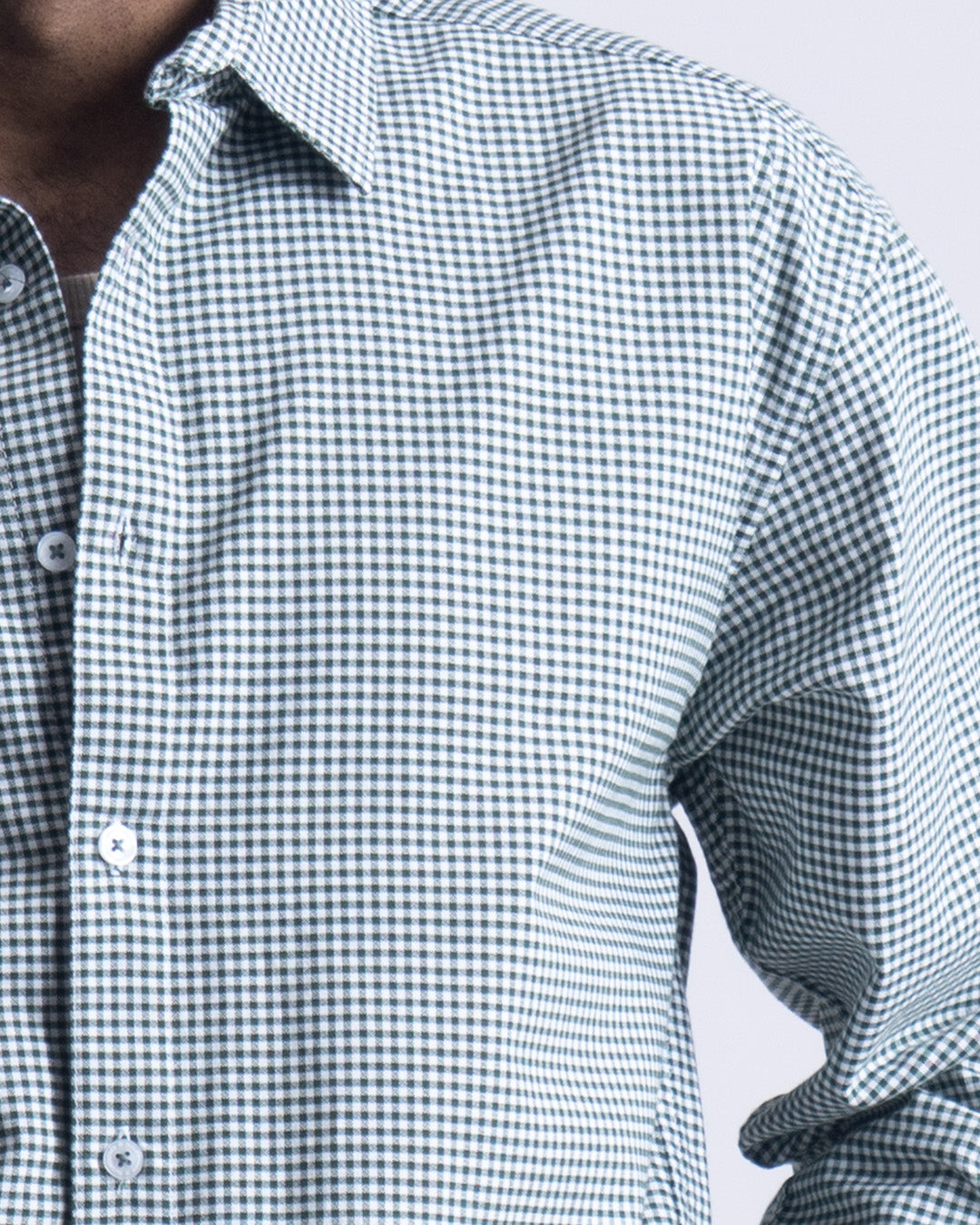 Checkered Cropped Relaxed Shirt In Green