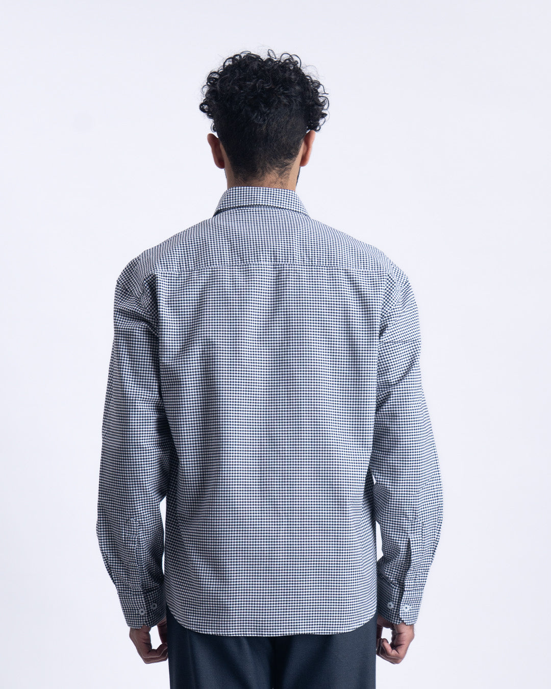 Checkered Cropped Relaxed Shirt In Black