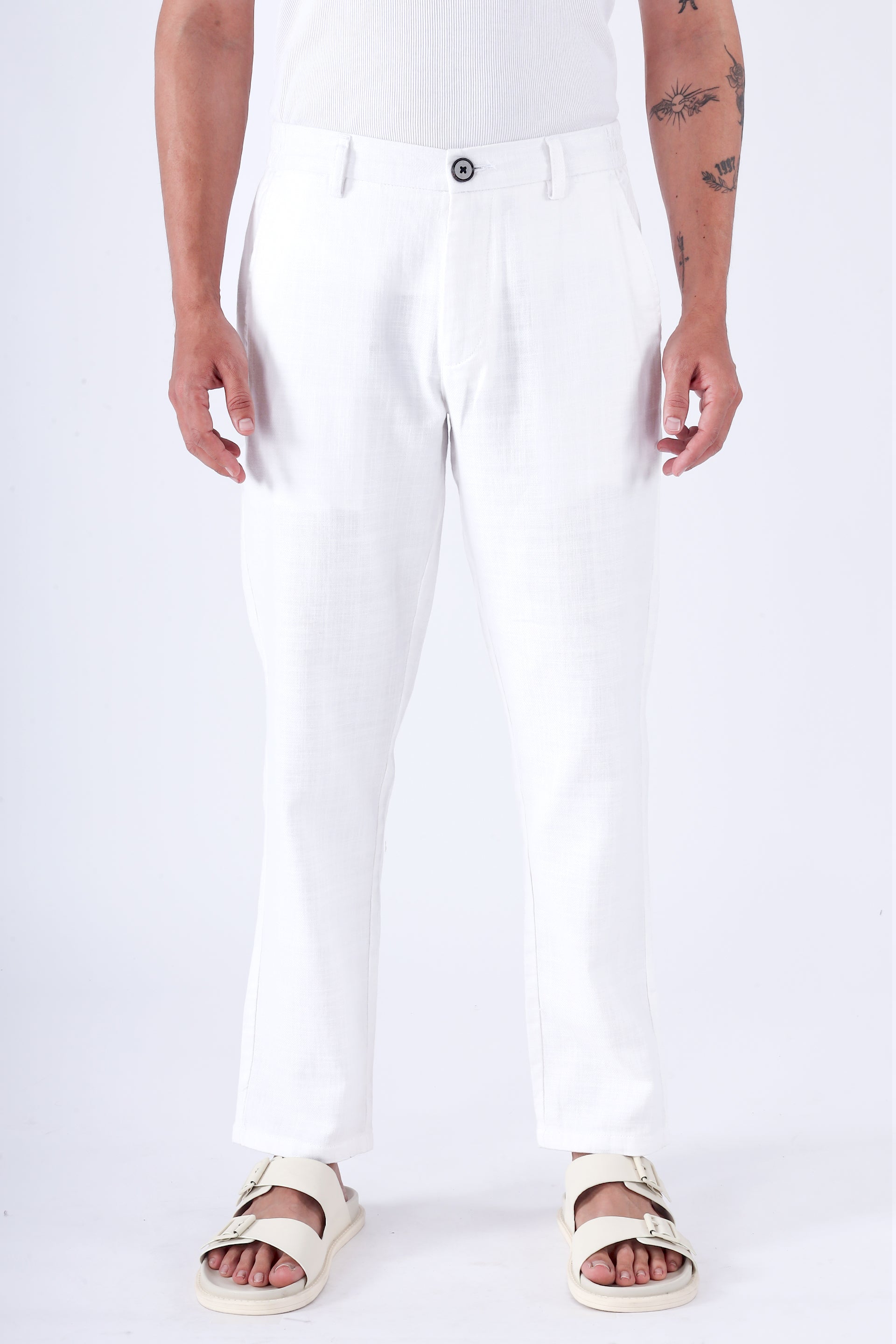 PREMIUM KNITTED TAILORED TROUSER IN WHITE