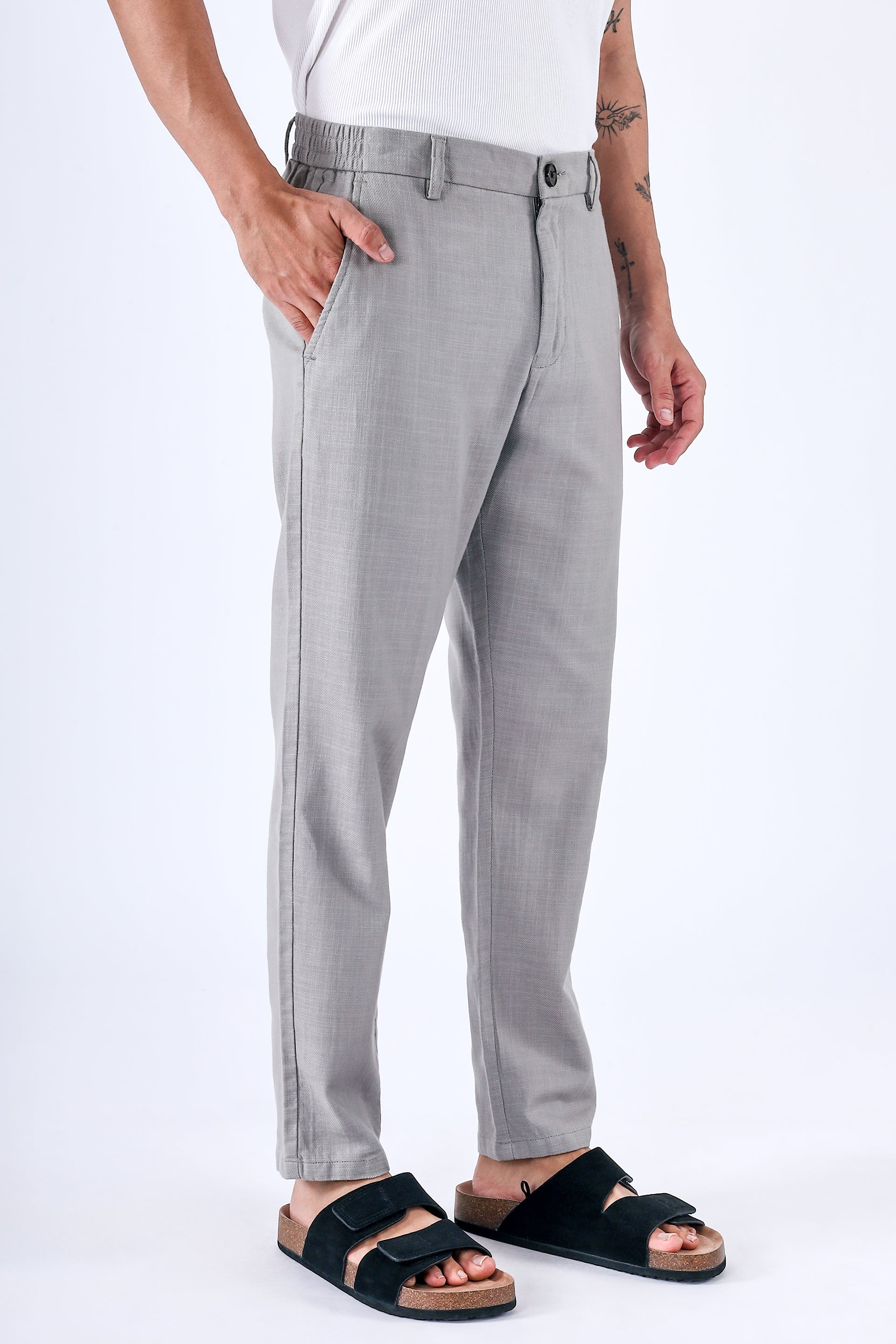 PREMIUM KNITTED TAILORED TROUSER IN GREY