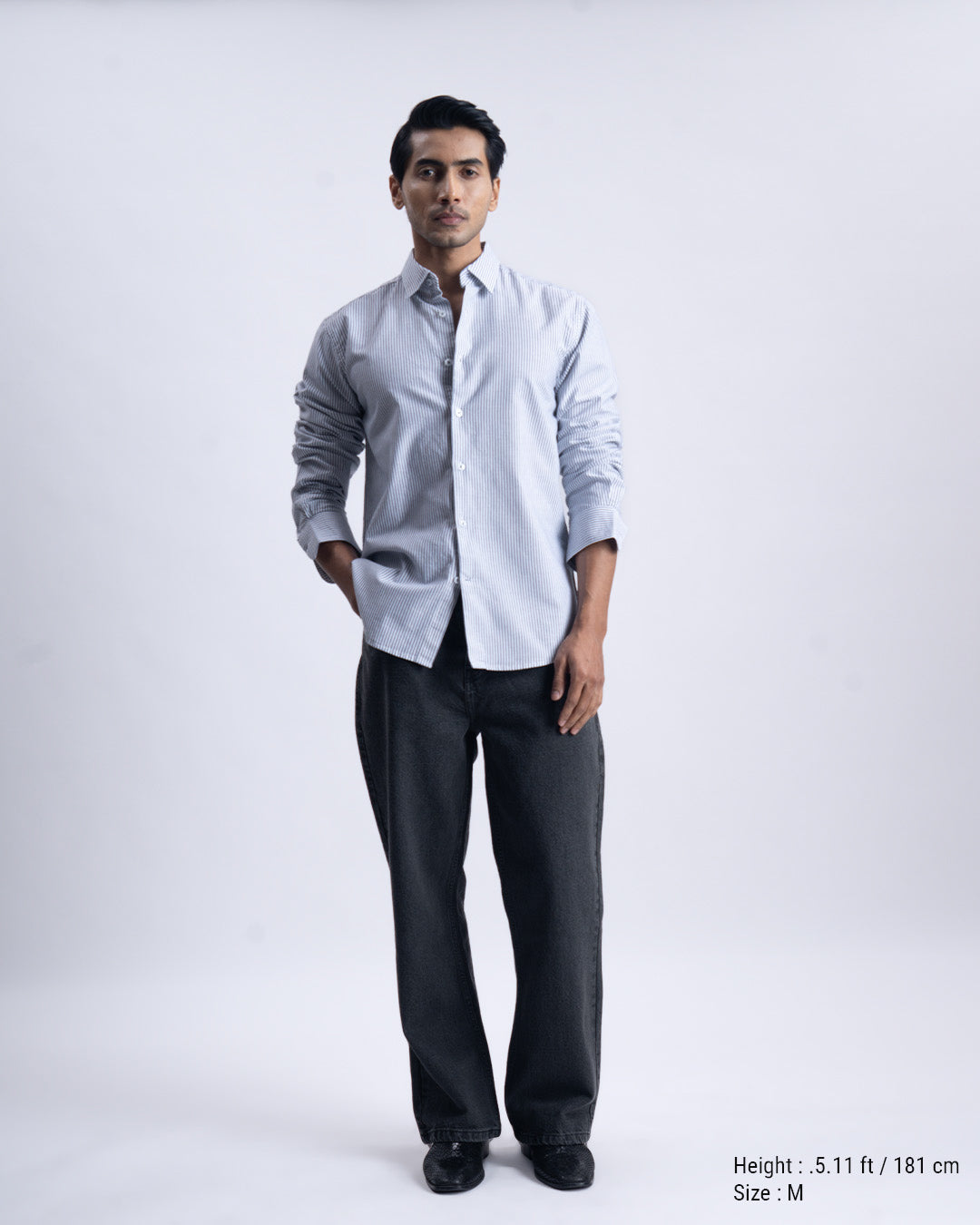 Striped Cotton Tailored Shirt In Navy