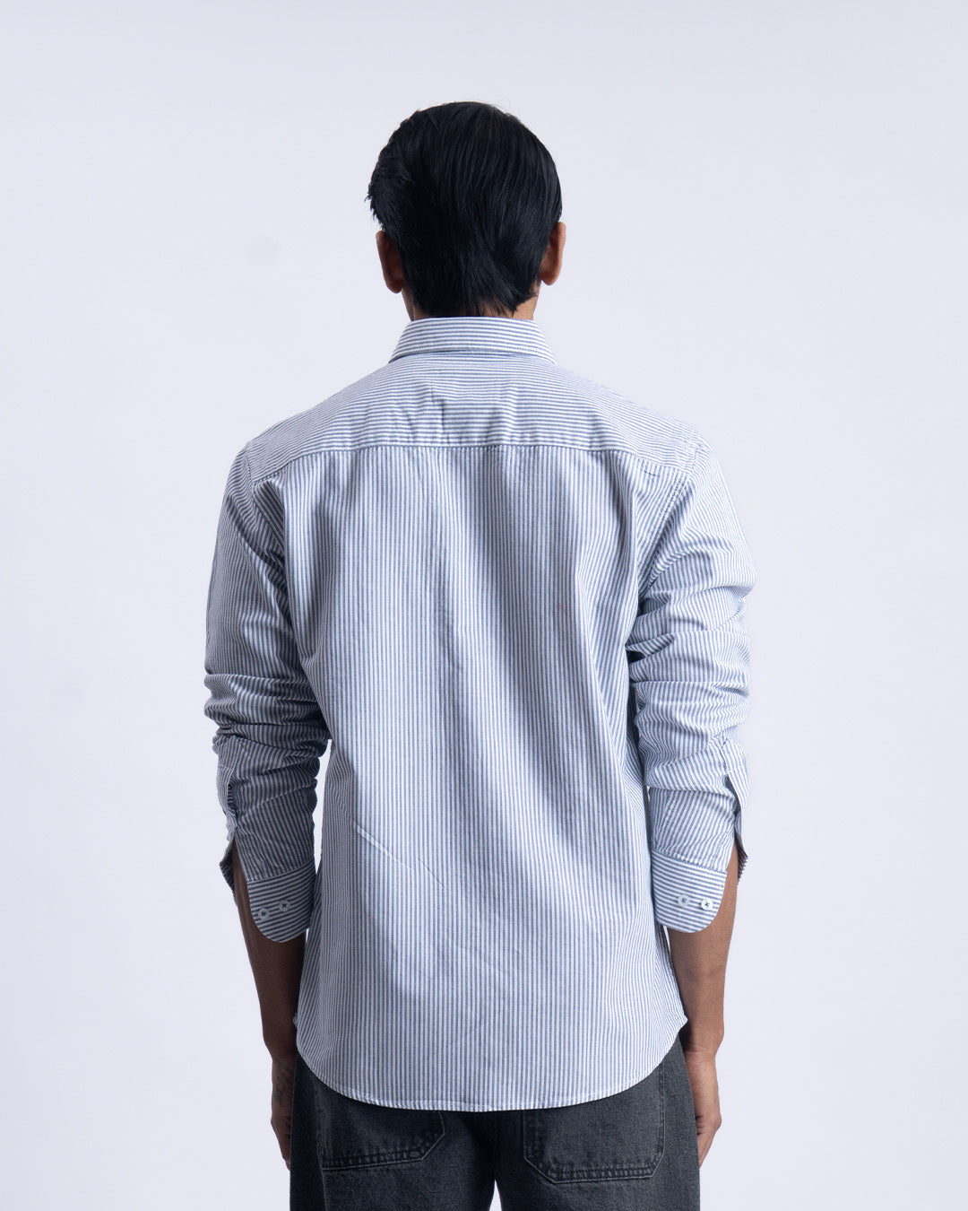 Striped Cotton Tailored Shirt In Navy