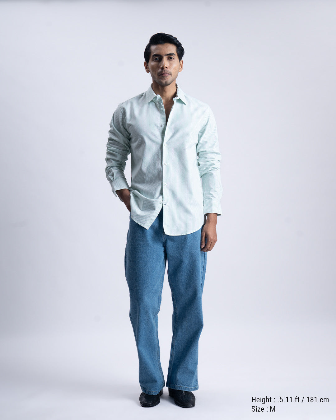 Striped Cotton Tailored Shirt In Green