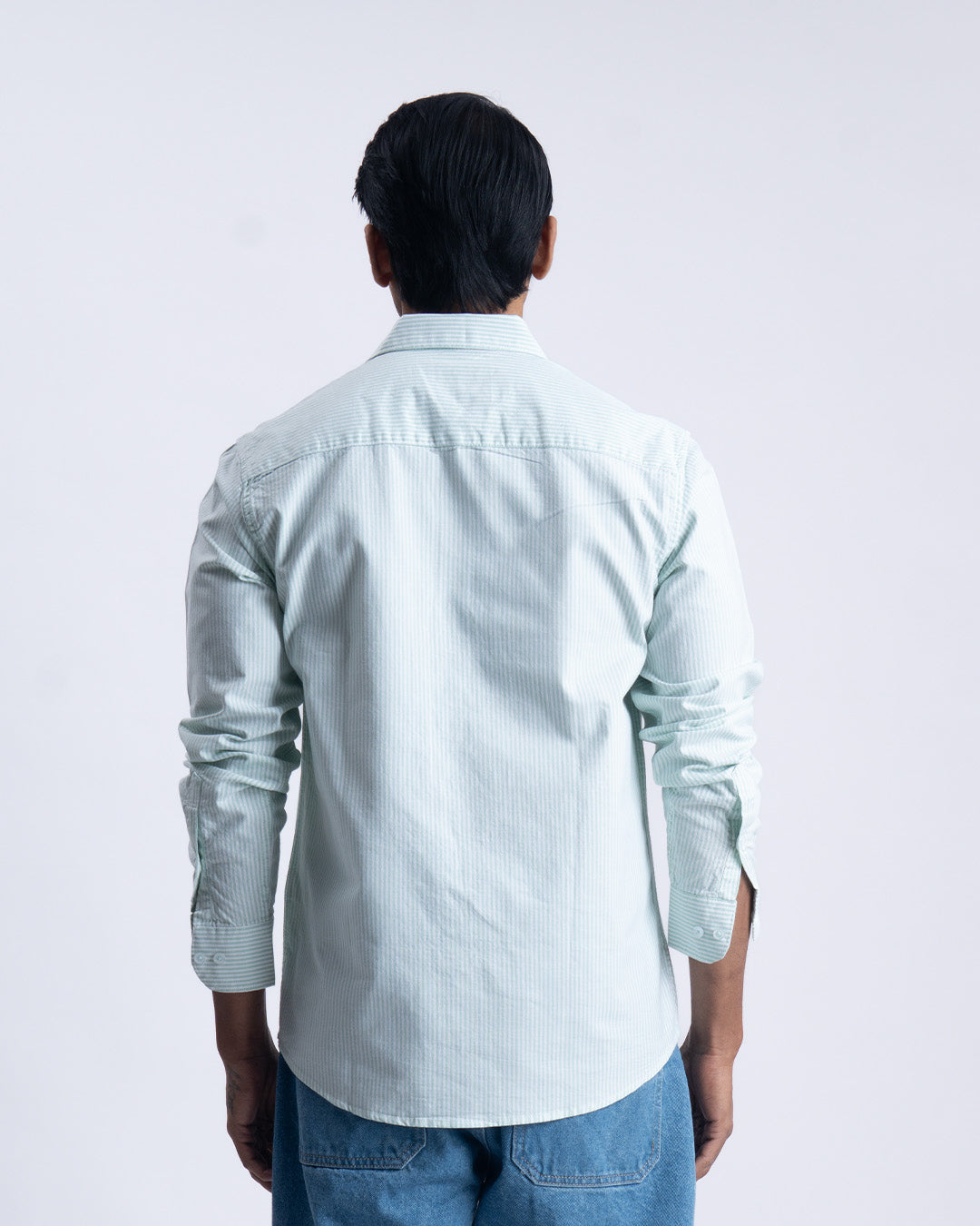 Striped Cotton Tailored Shirt In Green