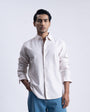 Striped Cotton Tailored Shirt in Beige