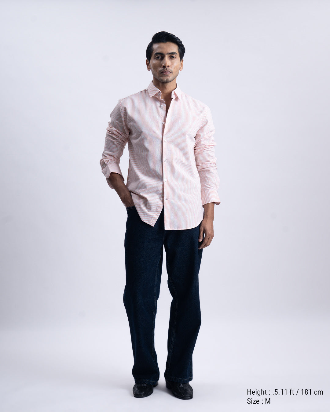 Striped Cotton Tailored Shirt In Orange