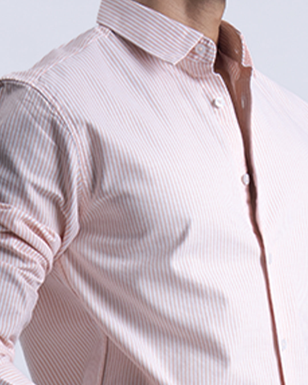 Striped Cotton Tailored Shirt In Orange