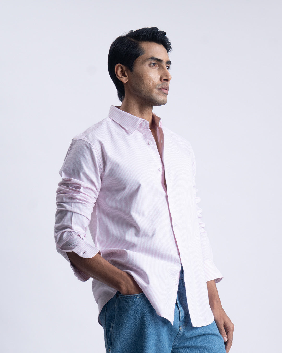 Striped Cotton Tailored Shirt In Pink