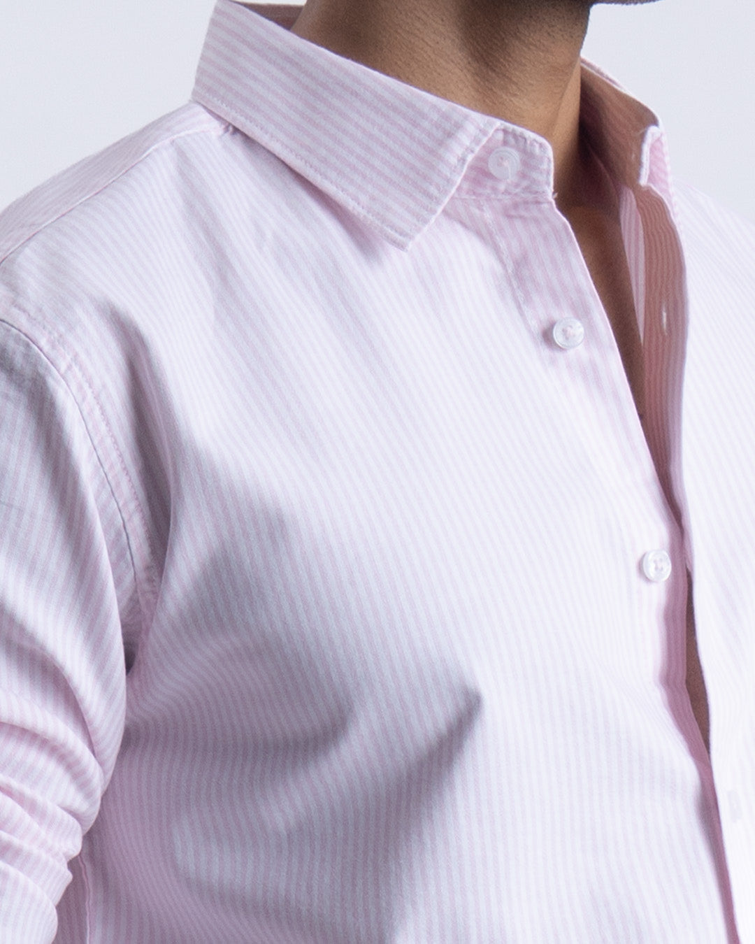 Striped Cotton Tailored Shirt In Pink
