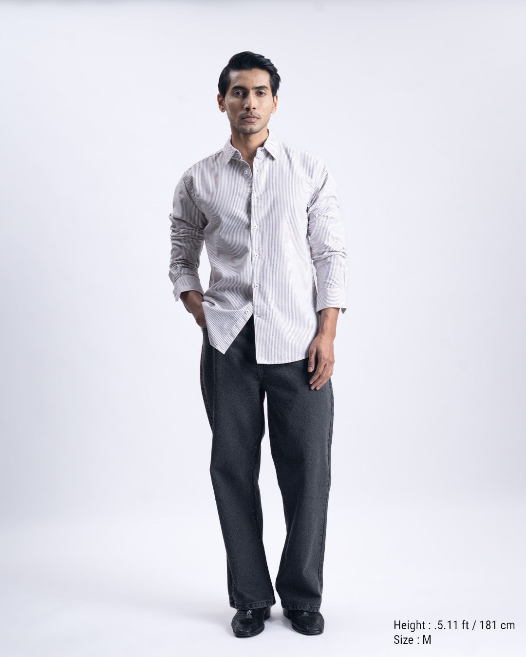 Striped Cotton Tailored Shirt In Brown