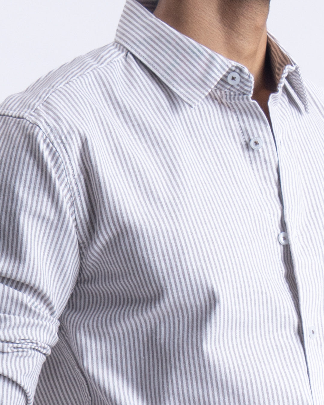 Striped Cotton Tailored Shirt In Brown