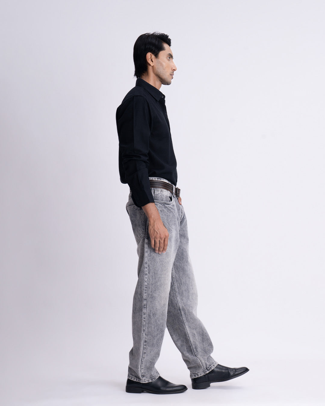 Classic Edge Relaxed Denim In Light Grey