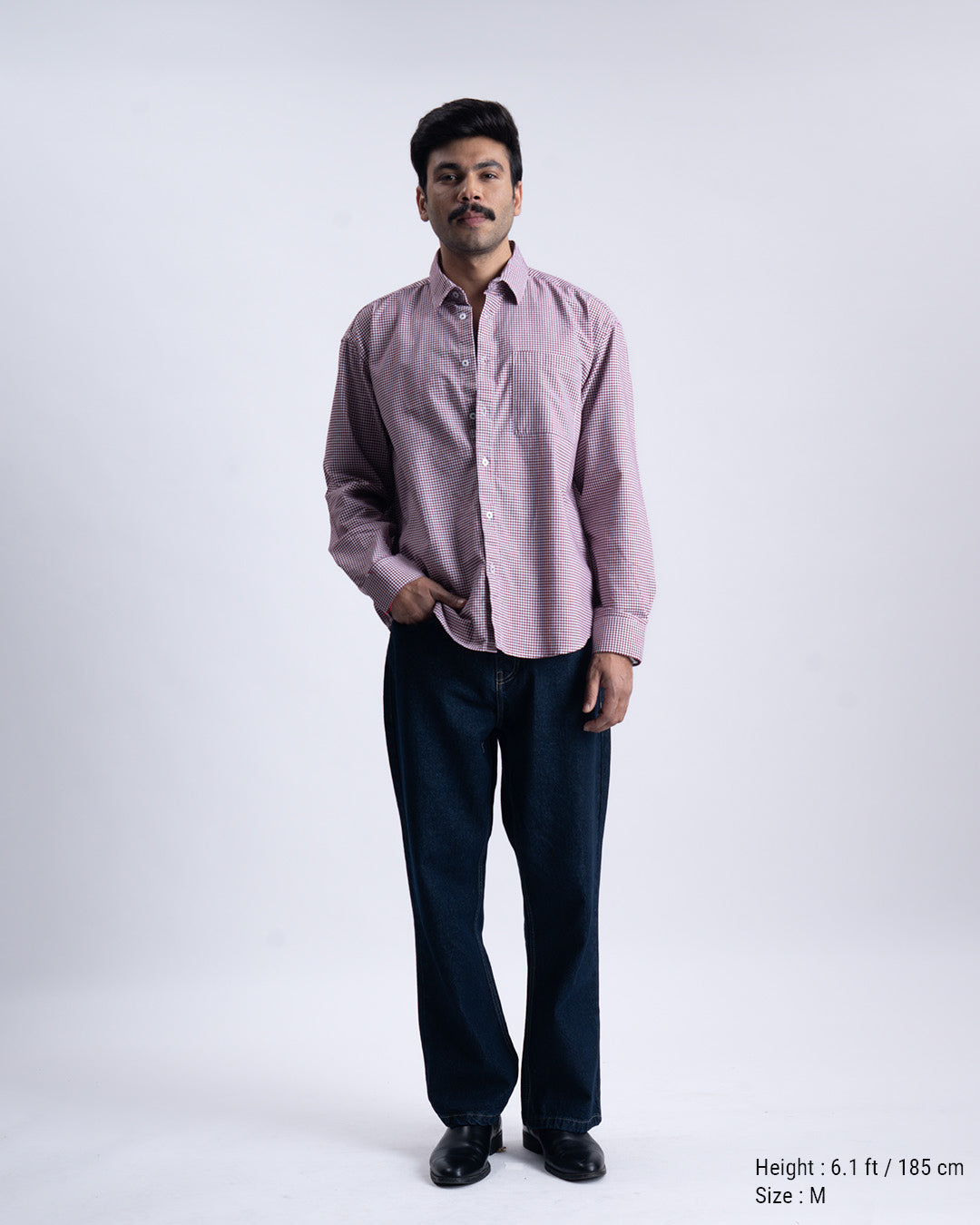 Checkered Relaxed Shirt In Wine