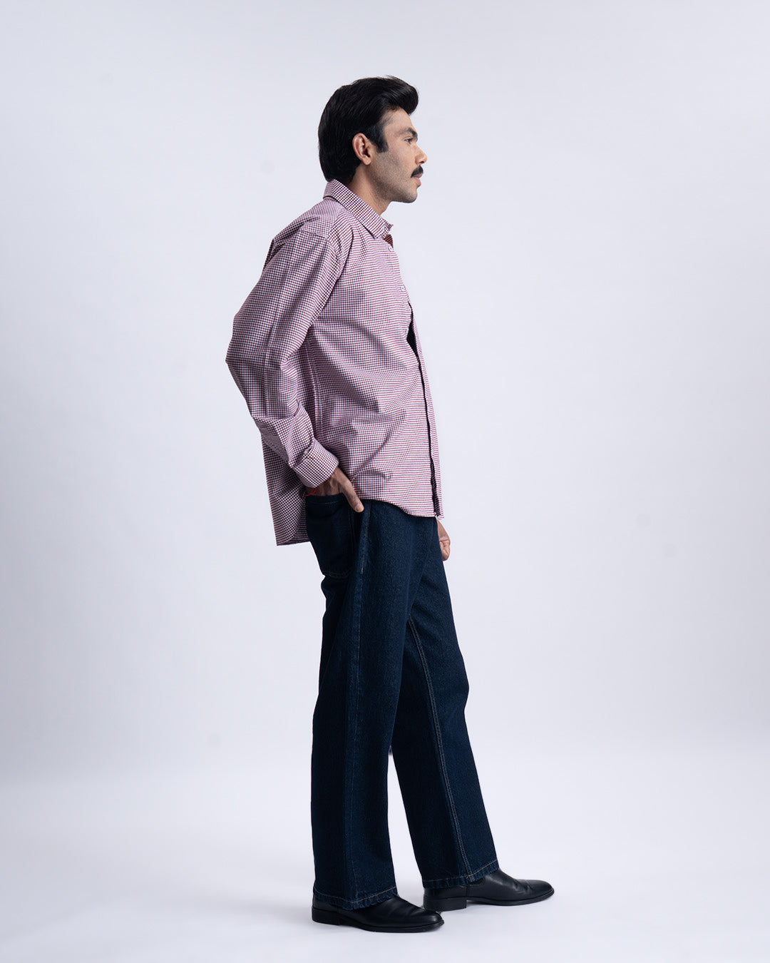 Checkered Relaxed Shirt In Wine