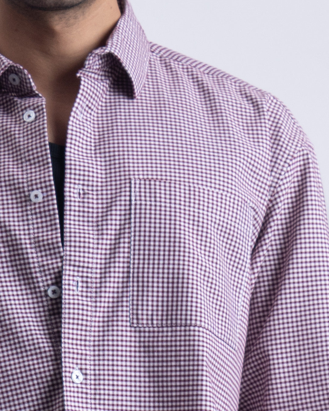 Checkered Relaxed Shirt In Wine