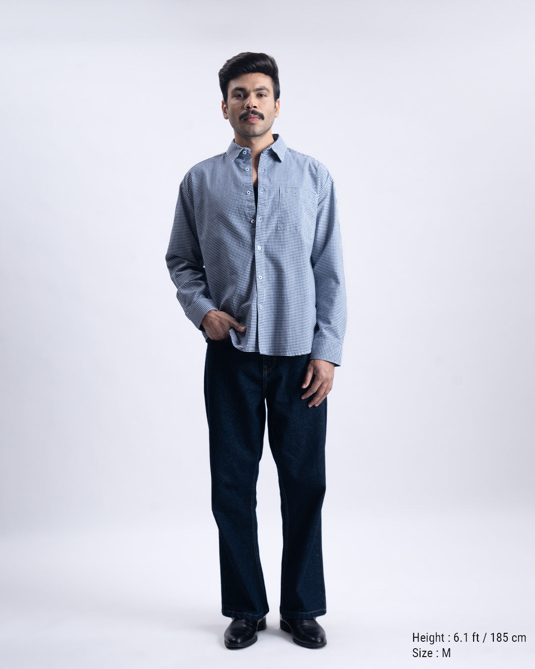 Checkered Relaxed Shirt In Navy