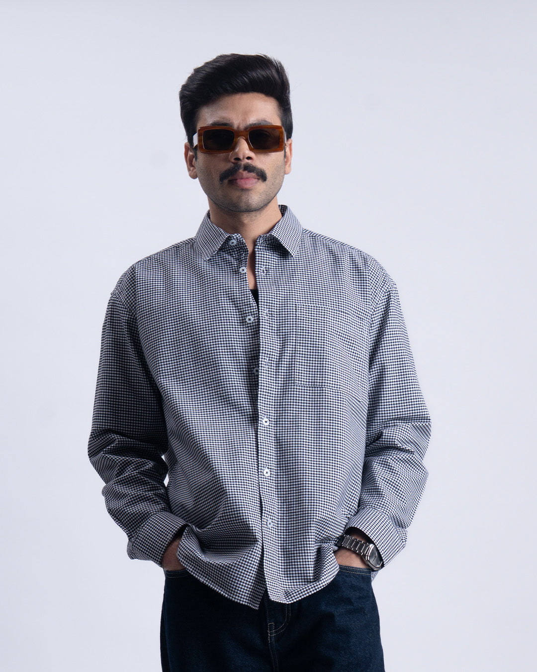 Checkered Relaxed Shirt In Black