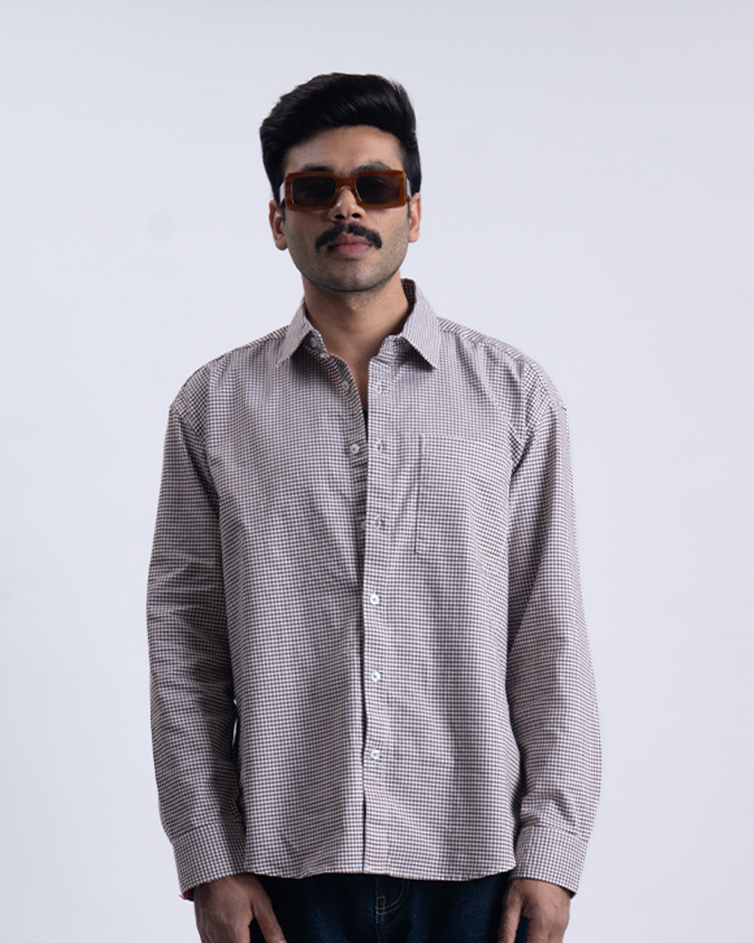 Checkered Relaxed Shirt In Brown
