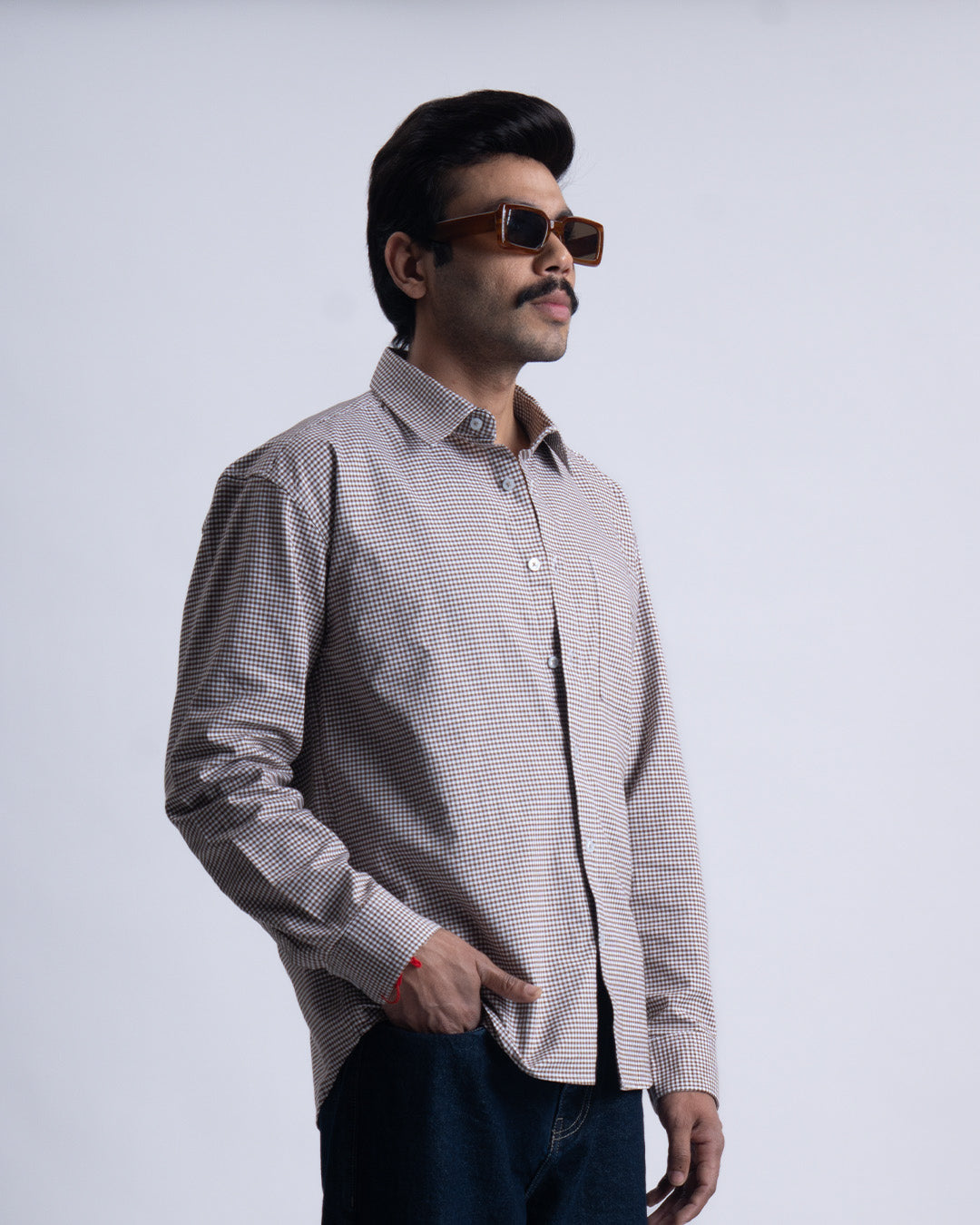 Checkered Relaxed Shirt In Brown