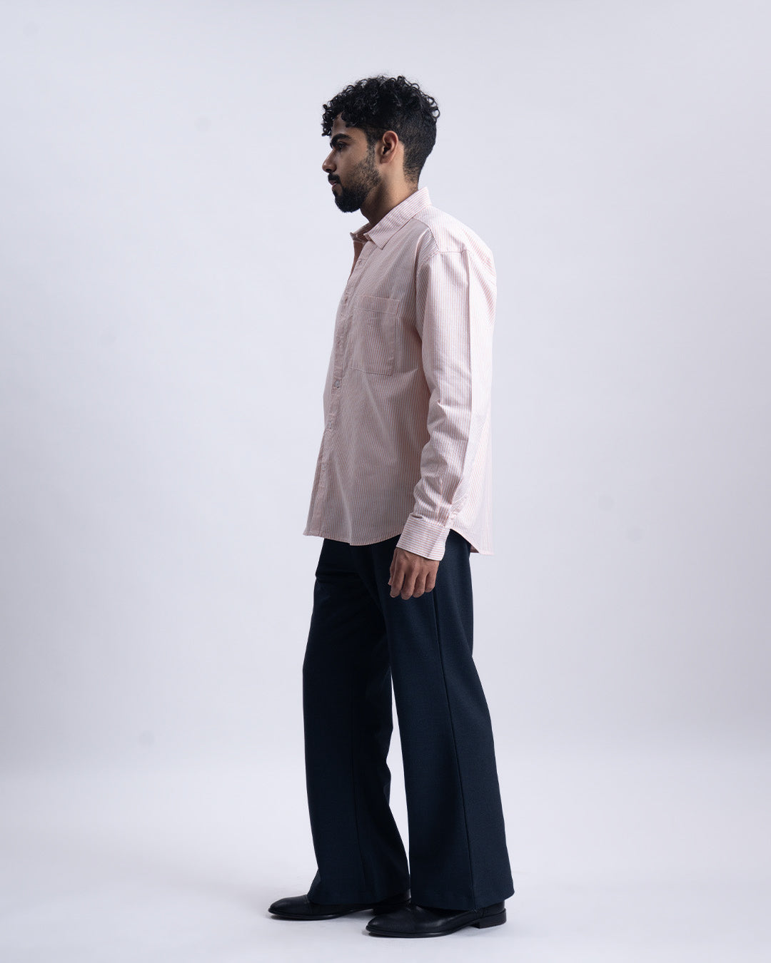 Striped Cropped Relaxed Shirt In Orange