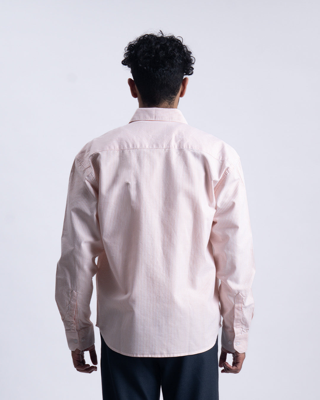 Striped Cropped Relaxed Shirt In Orange