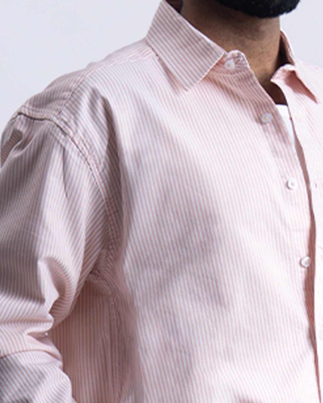 Striped Cropped Relaxed Shirt In Orange