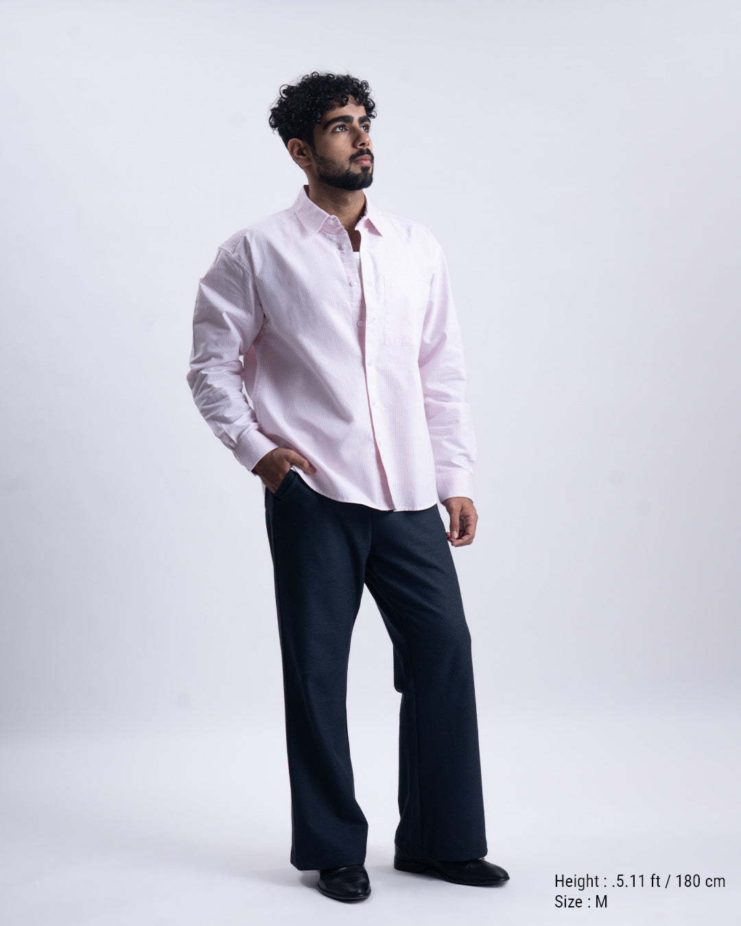 Striped Cropped Relaxed Shirt In Pink