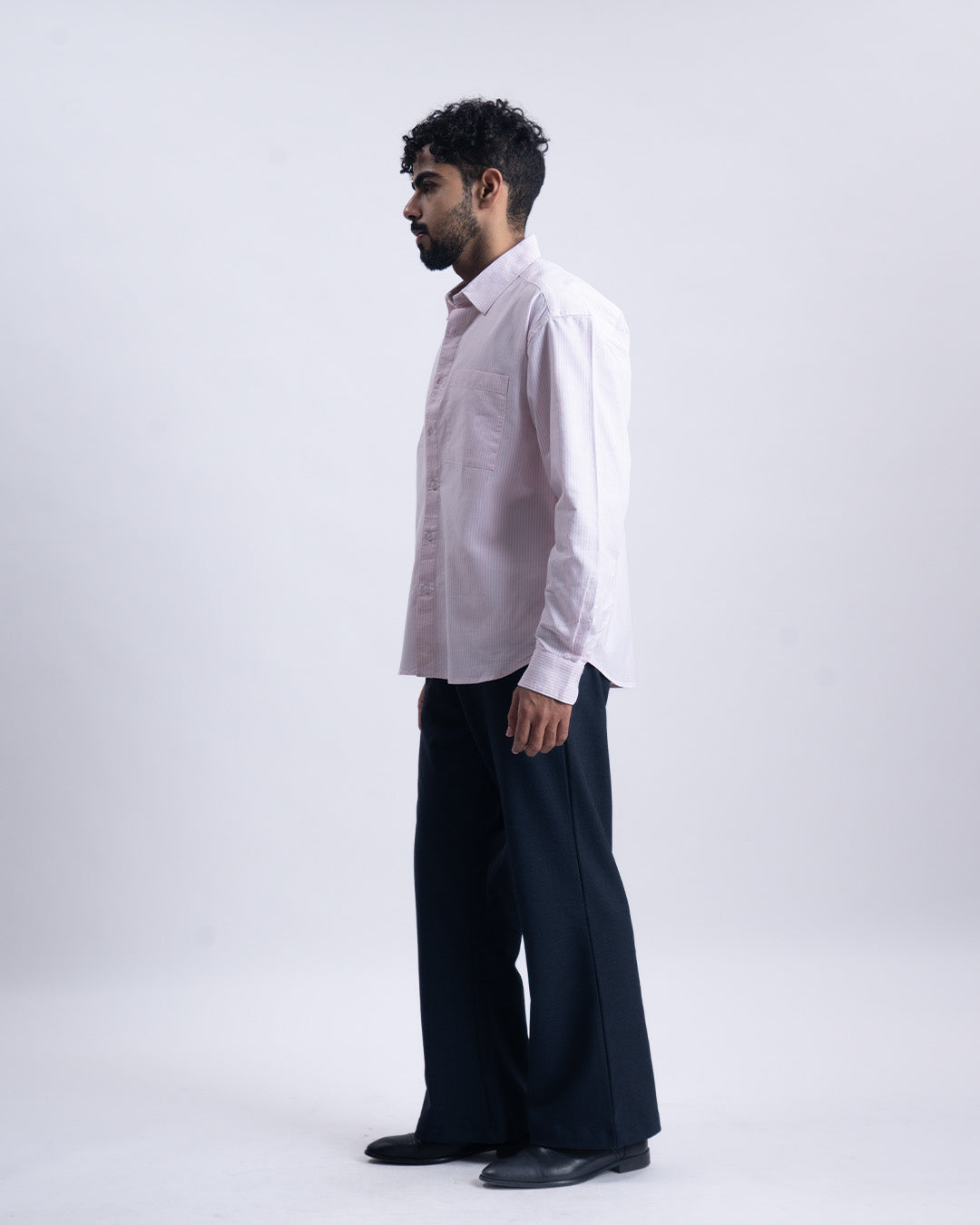 Striped Cropped Relaxed Shirt In Pink